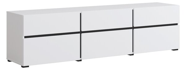 TV-állvány Alfere 102, Laminált forgácslap, 48x180x40cm, Fehér, Fekete