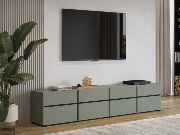 TV-állvány Alfere 101, Laminált forgácslap, 48x225x40cm, Zöld, Fekete