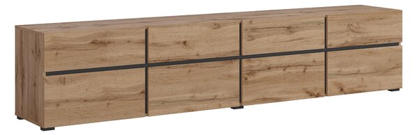 TV-állvány Alfere 101, Laminált forgácslap, 48x225x40cm, Wotan tölgy, Fekete