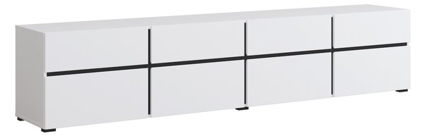 TV-állvány Alfere 101, Laminált forgácslap, 48x225x40cm, Fekete, Fehér