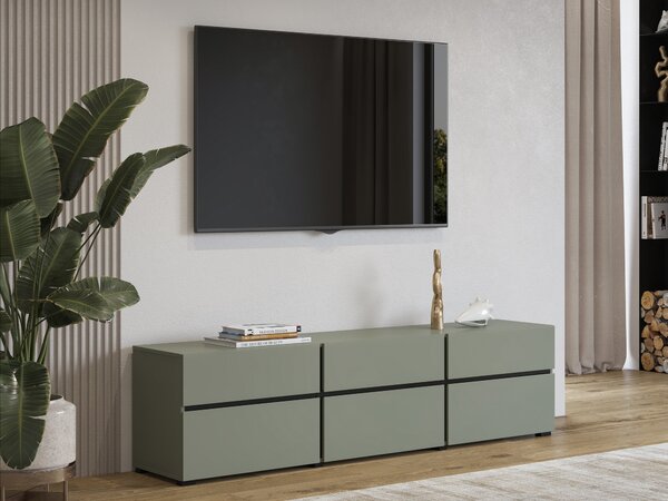 TV-állvány Alfere 102, Laminált forgácslap, 48x180x40cm, Zöld, Fekete