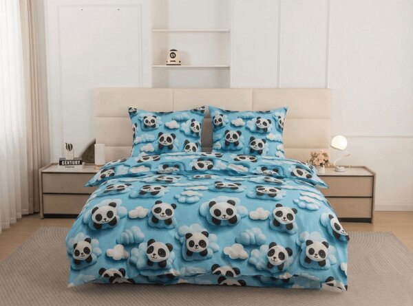 Mikroszálas ágyneműhuzat SKY PANDA kék Ágyneműhuzat mérete: 70 x 80 cm | 140 x 200 cm