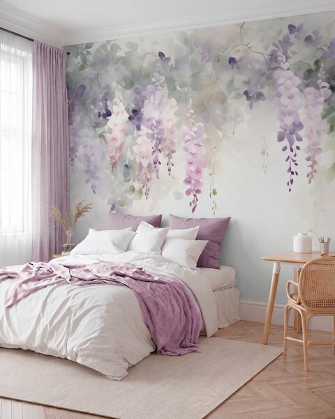 Fotótapéta Lelógó wisteria-virágok, Fotótapéta akvarell, w05795 : Uwalls.hu