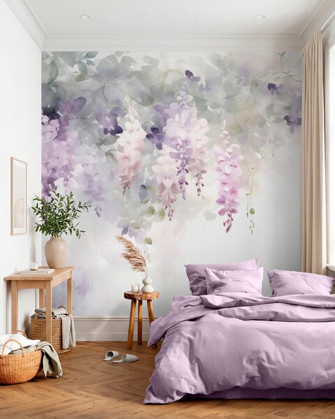 Fotótapéta Lelógó wisteria-virágok, Fotótapéta akvarell, w05795 : Uwalls.hu