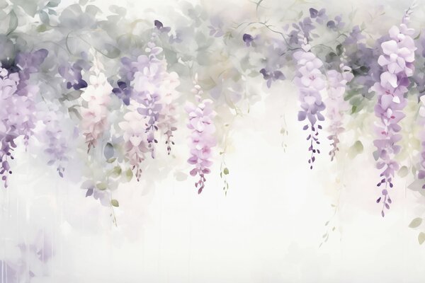 Fotótapéta Lelógó wisteria-virágok, Fotótapéta akvarell, w05795 : Uwalls.hu