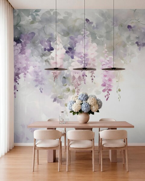 Fotótapéta Lelógó wisteria-virágok, Fotótapéta akvarell, w05795 : Uwalls.hu