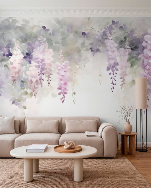 Fotótapéta Lelógó wisteria-virágok, Fotótapéta akvarell, w05795 : Uwalls.hu