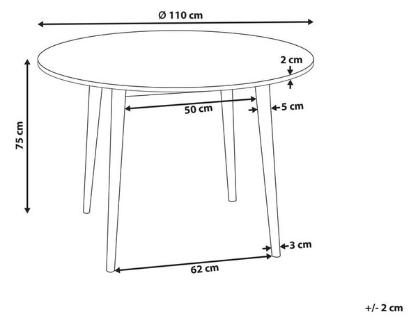 Étkezőasztal RADAN Világosbarna 110 cm 110 cm