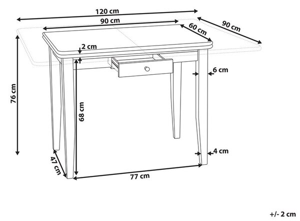 Kihúzható étkezőasztal MASELA Barna 90/120 cm 60 cm Keményfa