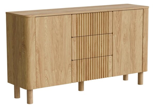 Komód Houston 2168, Közepes sűrűségű farostlemez, Laminált forgácslap, 85x150x40cm, Hickory tölgy, Bükkfa
