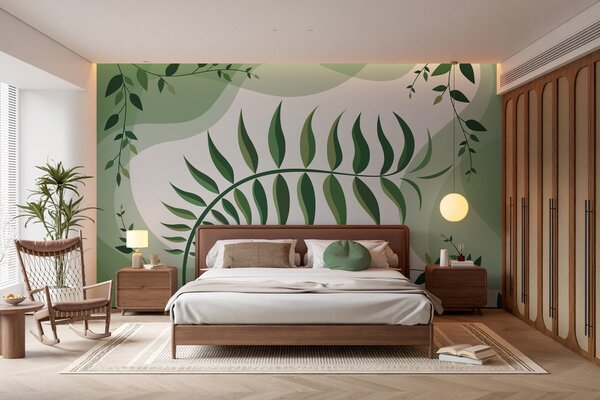 Fotótapéta Egy ívelt páfránylevél zöld árnyalatokban, Fotótapéta egyedi, w05756 : Uwalls.hu