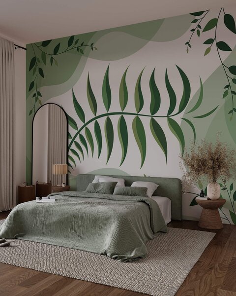Fotótapéta Egy ívelt páfránylevél zöld árnyalatokban, Fotótapéta egyedi, w05756 : Uwalls.hu