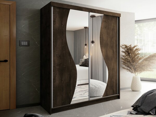 Gardróbszekrény Dover 105, Laminált forgácslap, 200x200x62cm, Sötét hamuszürke