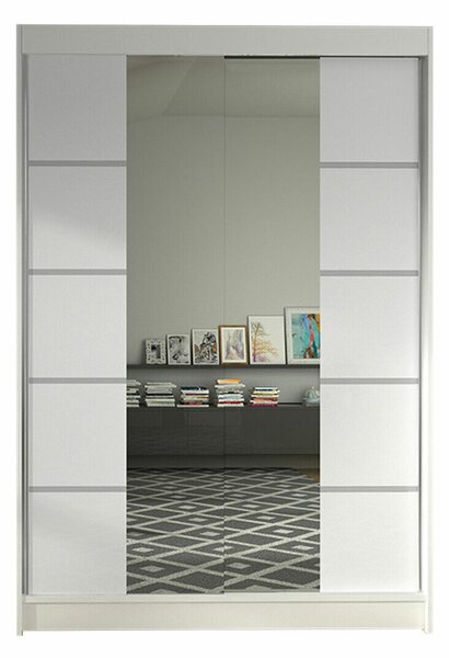 Gardróbszekrény Closico Salvor V, Laminált forgácslap, 200x120x58cm, Fehér