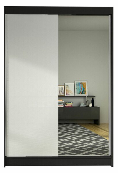 Gardróbszekrény Closico Salvor I, Laminált forgácslap, 200x120x58cm, Fehér, Fekete