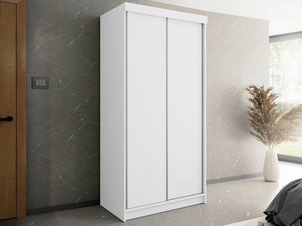 Gardróbszekrény Dover 104, Laminált forgácslap, 200x100x62cm, Fehér