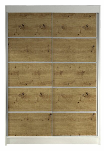 Gardróbszekrény Closico Salvor IV, Laminált forgácslap, 200x120x58cm, Fehér, Artisan tölgy