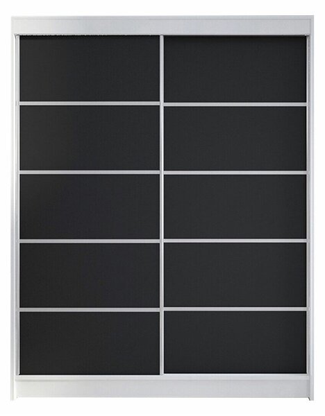 Gardróbszekrény Closico Vastor IV, Laminált forgácslap, 200x150x58cm, Fekete, Fehér