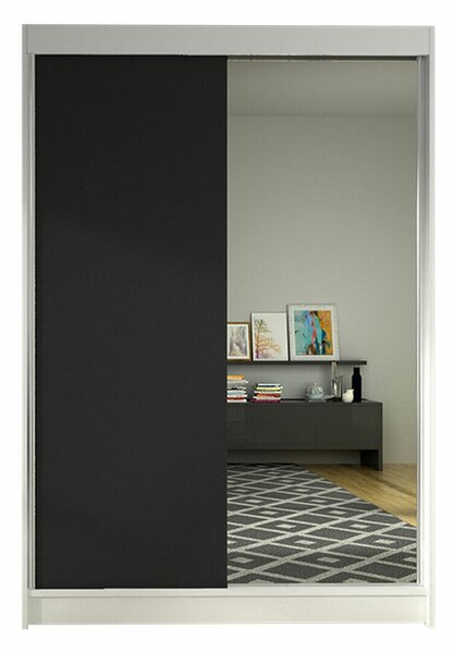 Gardróbszekrény Closico Salvor I, Laminált forgácslap, 200x120x58cm, Fehér, Fekete