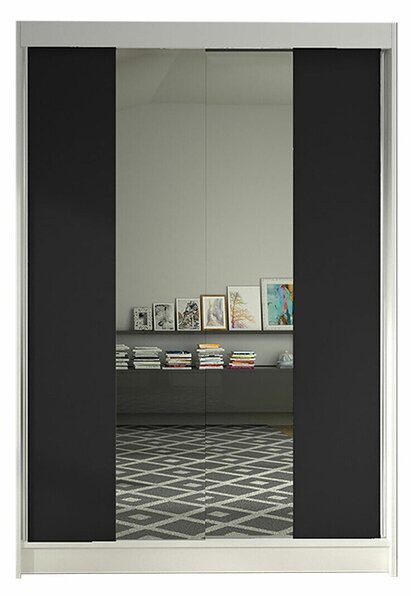Gardróbszekrény Closico Salvor II, Laminált forgácslap, 200x120x58cm, Fekete, Fehér
