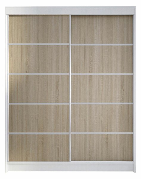 Gardróbszekrény Closico Vastor IV, Laminált forgácslap, 200x150x58cm, Sonoma tölgy, Fehér