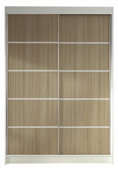 Gardróbszekrény Closico Salvor IV, Laminált forgácslap, 200x120x58cm, Fehér, Sonoma tölgy