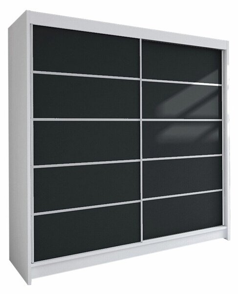 Gardróbszekrény Closico Cavaris IV, Laminált forgácslap, 215x180x58cm, Fekete, Fehér
