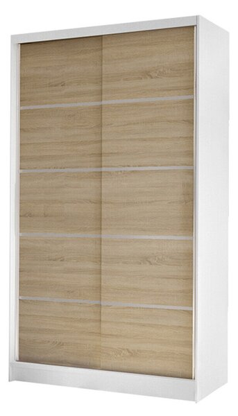 Gardróbszekrény Closico Fractor IV, Laminált forgácslap, 200x100x58cm, Fehér, Sonoma tölgy