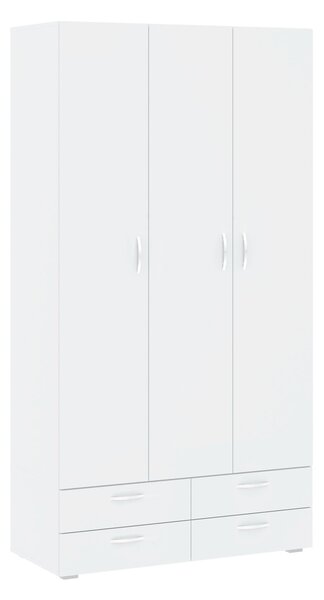 Gardróbszekrény Bristol 188, Laminált forgácslap, 214x111x52cm, Fehér