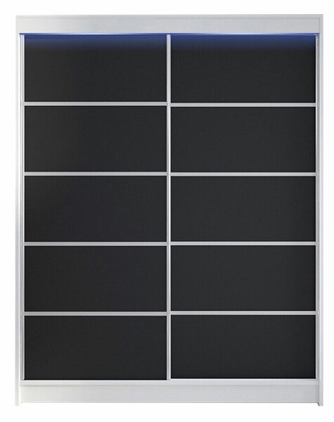 Gardróbszekrény Closico Vastor IV, Laminált forgácslap, 200x150x58cm, Fekete, Fehér