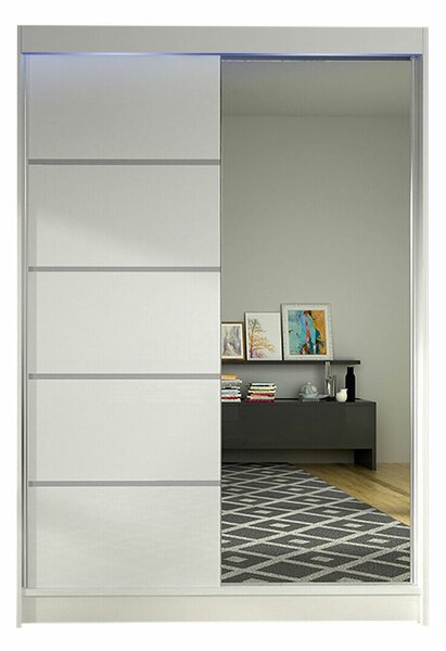 Gardróbszekrény Closico Salvor III, Laminált forgácslap, 200x120x58cm, Fehér
