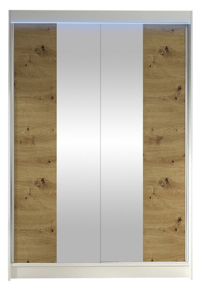 Gardróbszekrény Closico Salvor II, Laminált forgácslap, 200x120x58cm, Artisan tölgy, Fehér