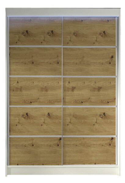 Gardróbszekrény Closico Salvor IV, Laminált forgácslap, 200x120x58cm, Fehér, Artisan tölgy