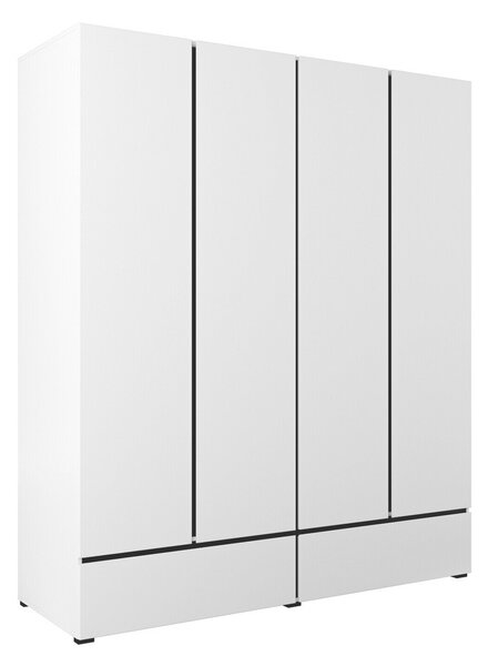 Gardróbszekrény Alfere 119, Laminált forgácslap, 210x180x60cm, Fekete, Fehér
