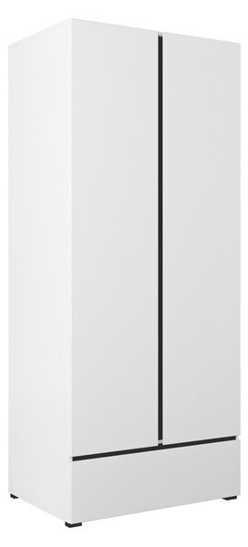Gardróbszekrény Alfere 118, Laminált forgácslap, 210x89x60cm, Fehér, Fekete