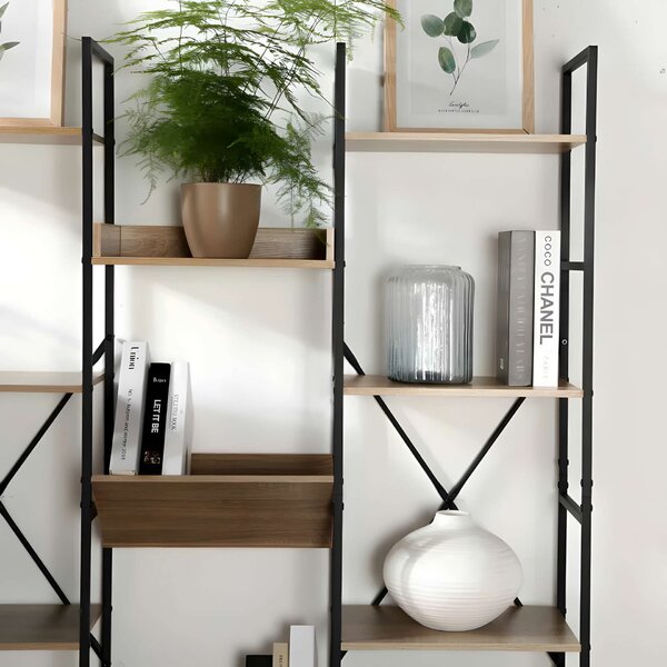 ModernHome álló Könyvespolc 11 polccal - fekete-barna