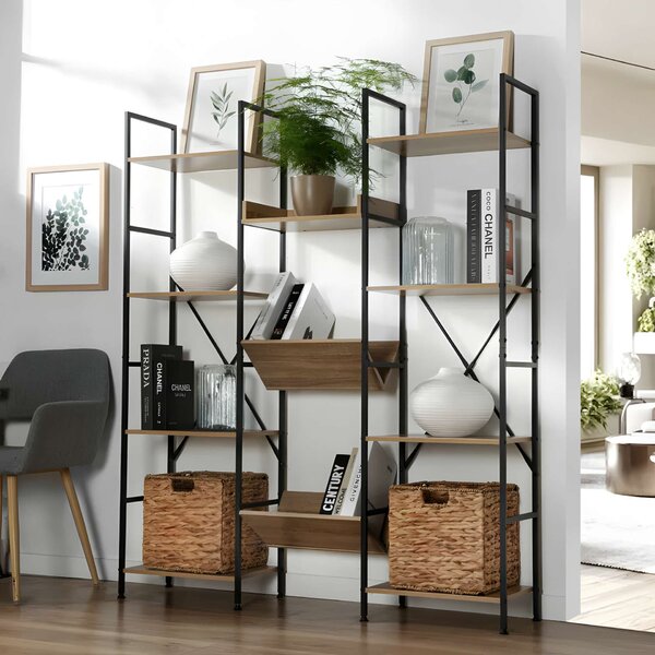 ModernHome álló Könyvespolc 11 polccal - fekete-barna