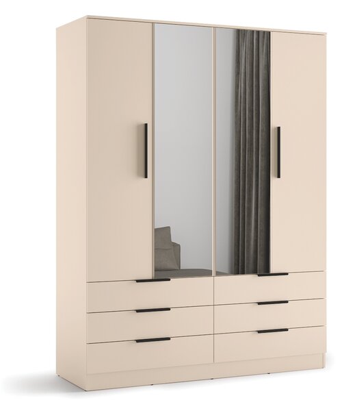 Gardróbszekrény Fresno 182, Laminált forgácslap, 225x170x60cm, Bézs