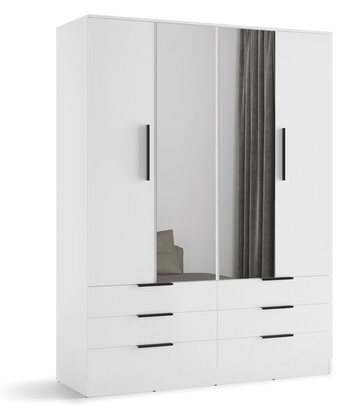 Gardróbszekrény Fresno 182, Laminált forgácslap, 225x170x60cm, Fehér
