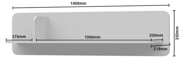 Fali polc, natúr fa, fehér 140 cm - AERIENNE