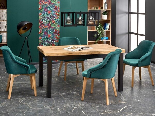 Asztal Houston 559, 79x80cm, Fekete, Craft tölgy, Bükkfa