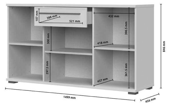 Komód, három ajtóval és egy fiókkal, kasmír matt, 150 cm - BALLADE