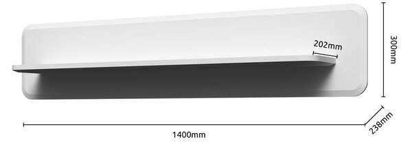 Fali polc, fehér matt, 140 cm - PICADILLY