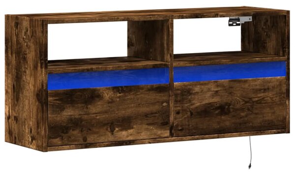 Füstös tölgy színű fali TV-szekrény LED-ekkel 100x31x45 cm