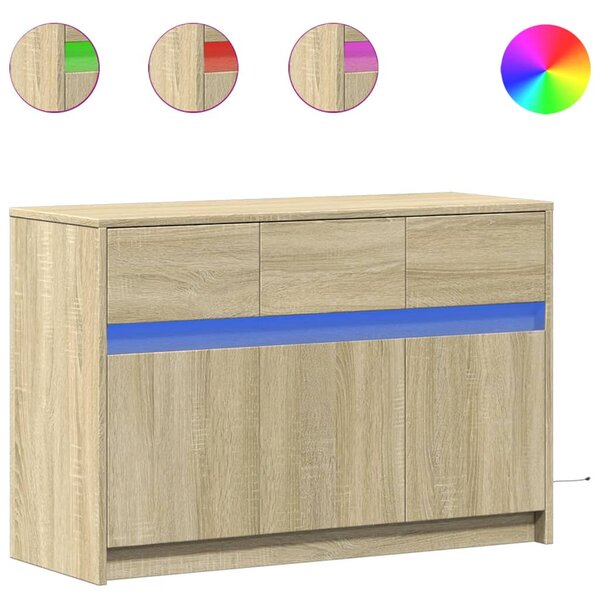 Sonoma tölgy színű szerelt fa LED-es TV-szekrény 91x34x61 cm