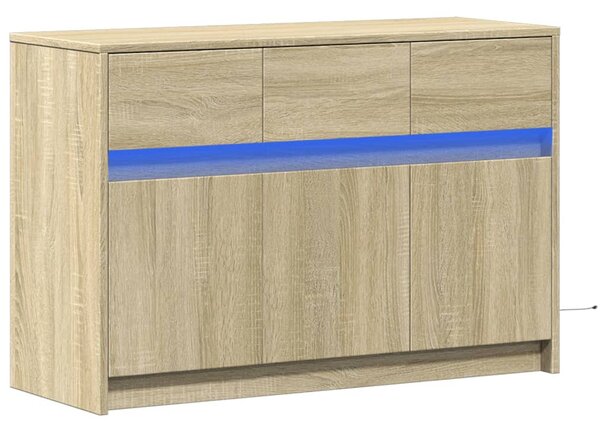 Sonoma tölgy színű szerelt fa LED-es TV-szekrény 91x34x61 cm