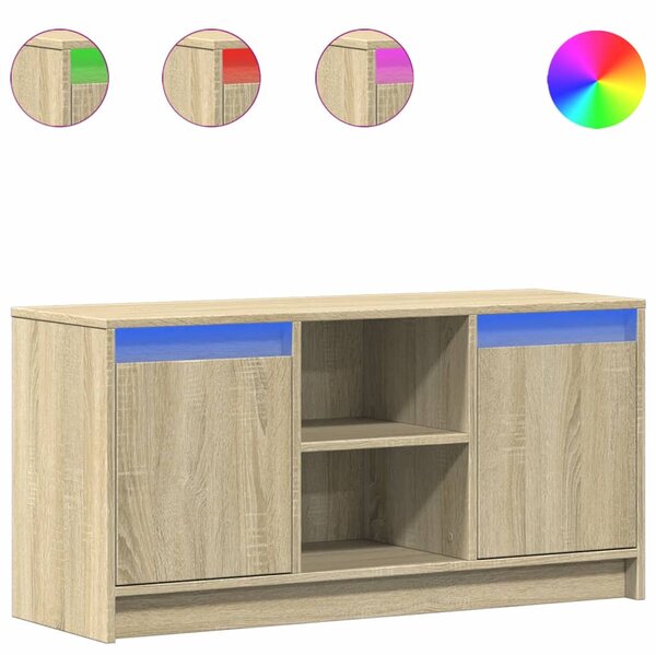 Sonoma tölgy színű szerelt fa LED-es TV-szekrény 100x34x50 cm