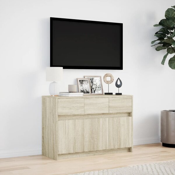 Sonoma tölgy színű szerelt fa LED-es TV-szekrény 91x34x61 cm