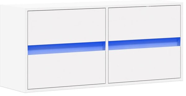 Fehér falra szerelhető TV-szekrény LED-lámpákkal 100x31x45 cm