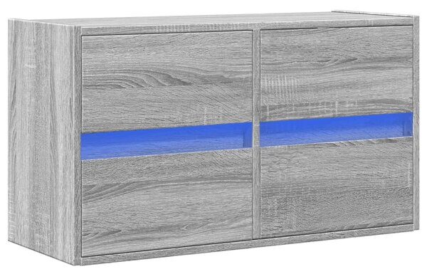 Szürke sonoma színű fali TV-szekrény LED-del 80 x 31 x 45 cm